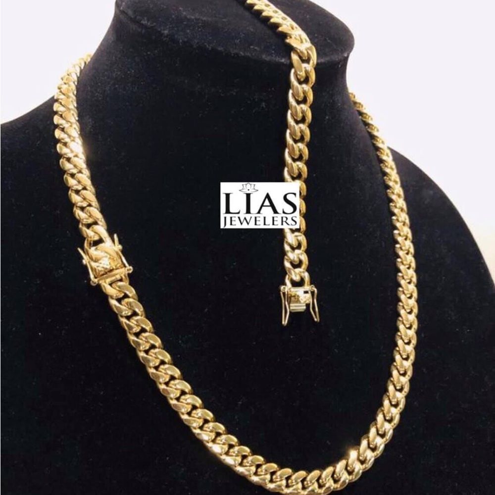 New 18k yellow gold filled Cuban link chain and bracelet